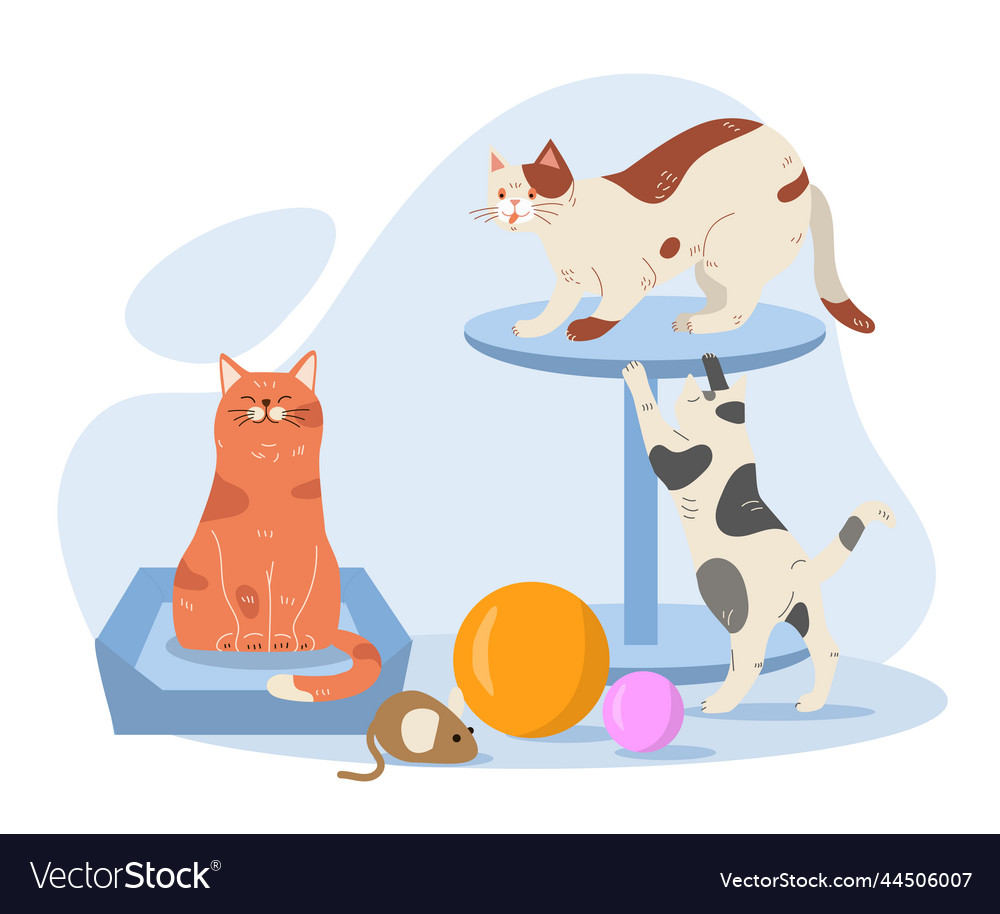 Pets With Toys Royalty Free Vector Image - Vectorstock