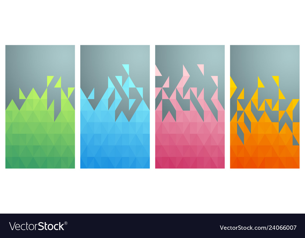 Polygonal color patterns on gray background