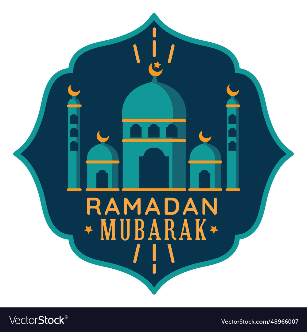 Ramadan mubarak crescent mosque star sticker badge