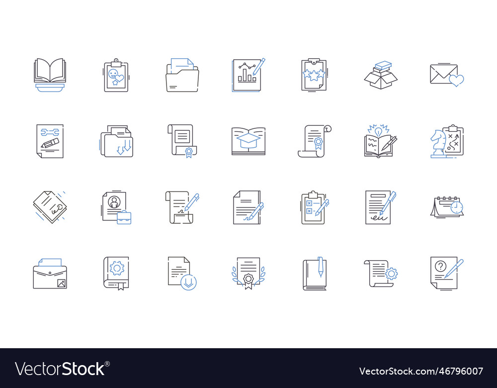 Report generation line icons collection analytics vector image Report generation line icons collection analytics