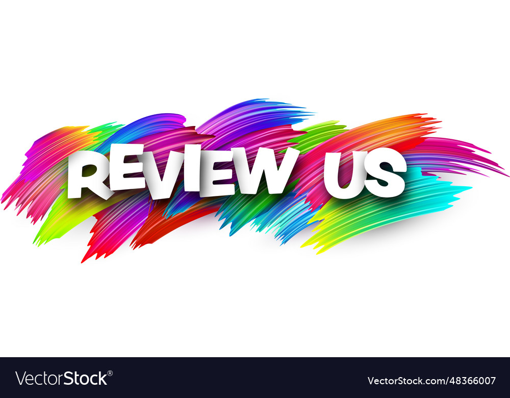 Review us paper word sign with colorful spectrum Vector Image