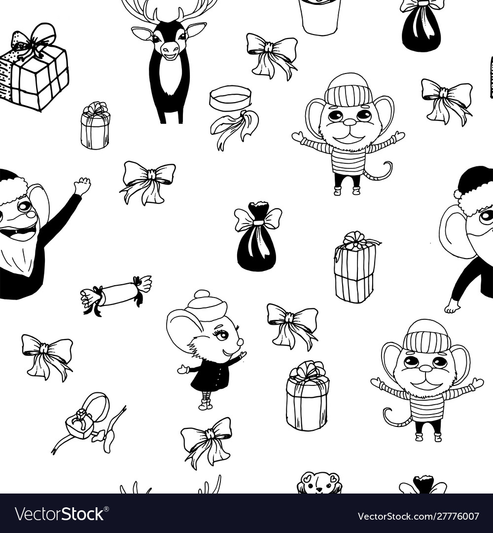 Seamless pattern with christmas attributes Vector Image Seamless pattern with christmas attributes
