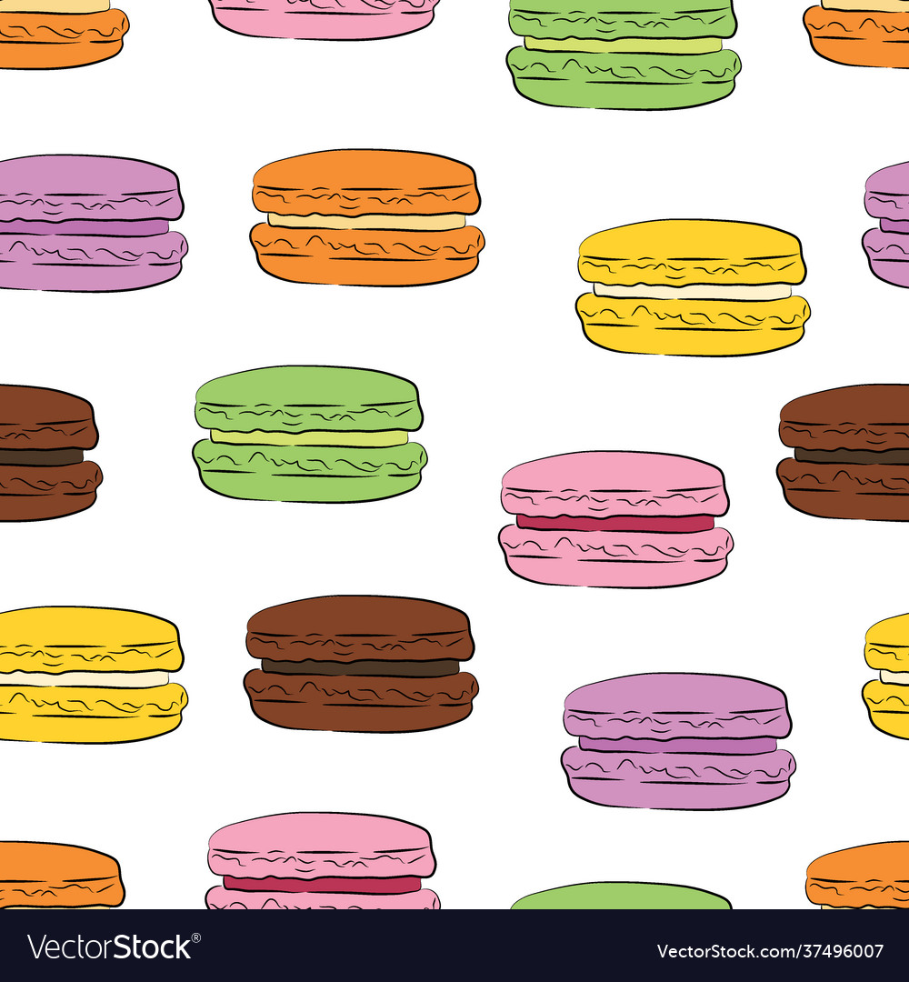 Seamless pattern with colorful macaroon cookies
