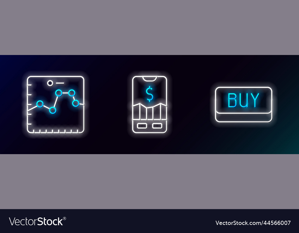 Set line buy button browser with growth graph vector image Set line buy button browser with growth graph