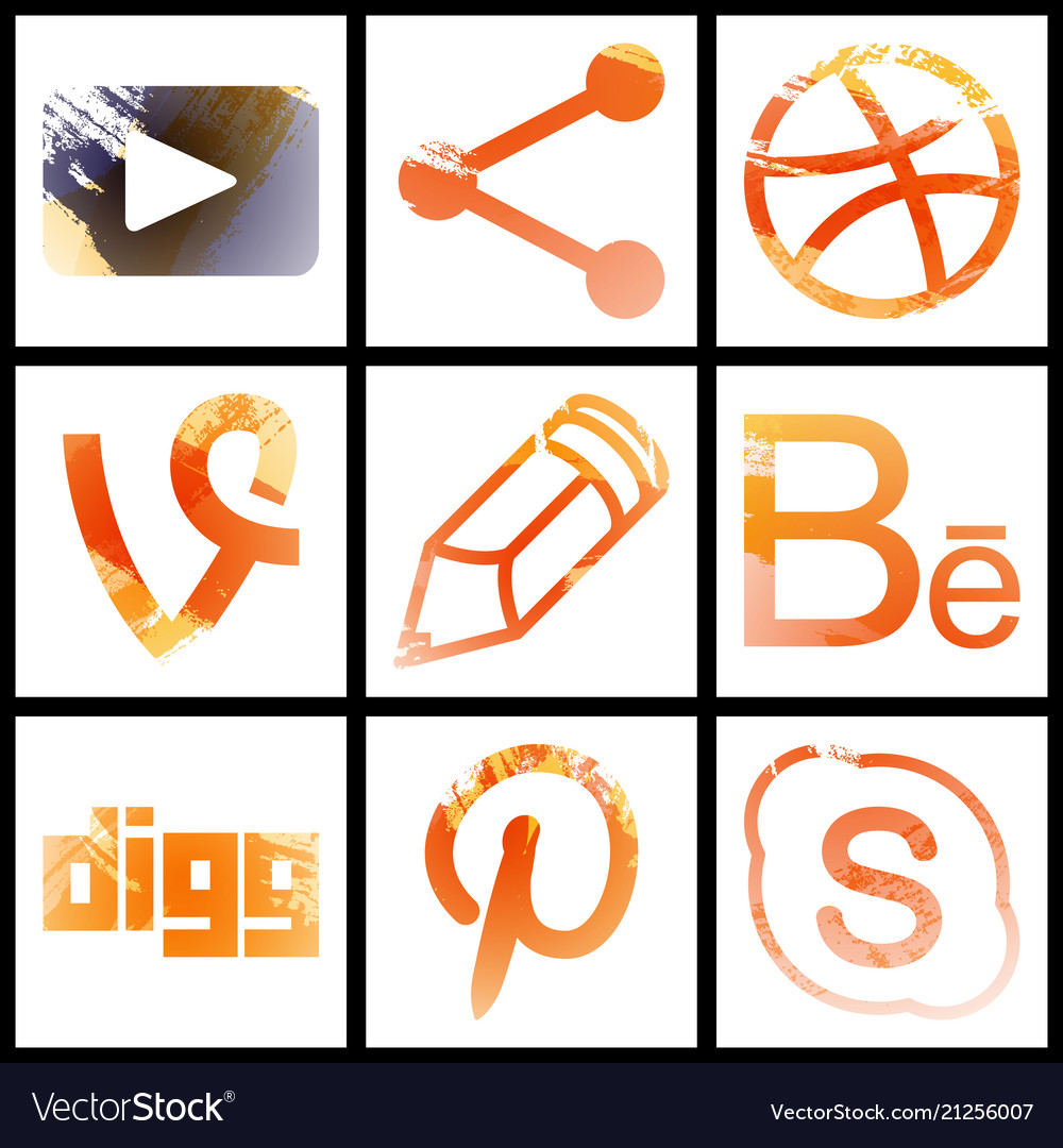 Set of social networking icons web design flat