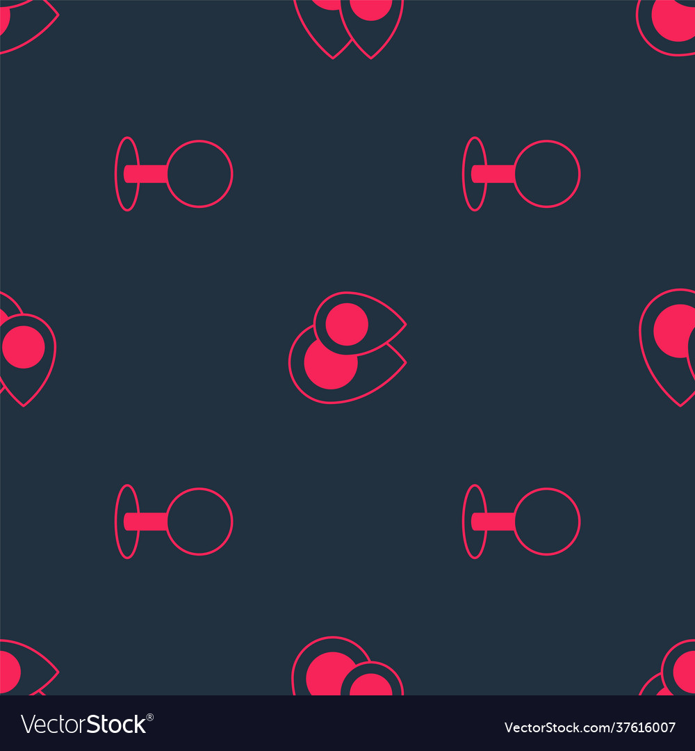 Set push pin and location on seamless pattern vector image Set push pin and location on seamless pattern