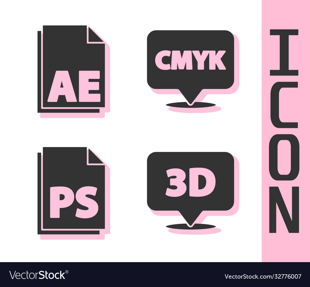 Set speech bubble with text 3d ae file document vector image Set speech bubble with text 3d ae file document