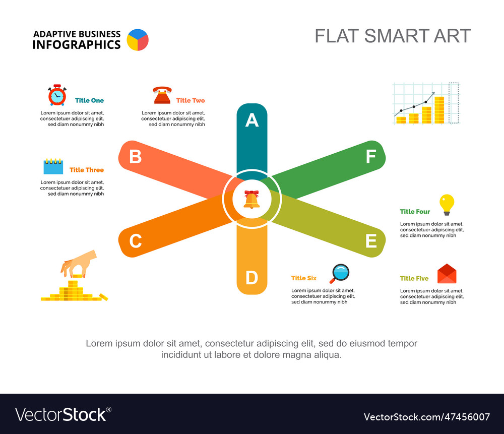 Six financial points slide template Royalty Free Vector