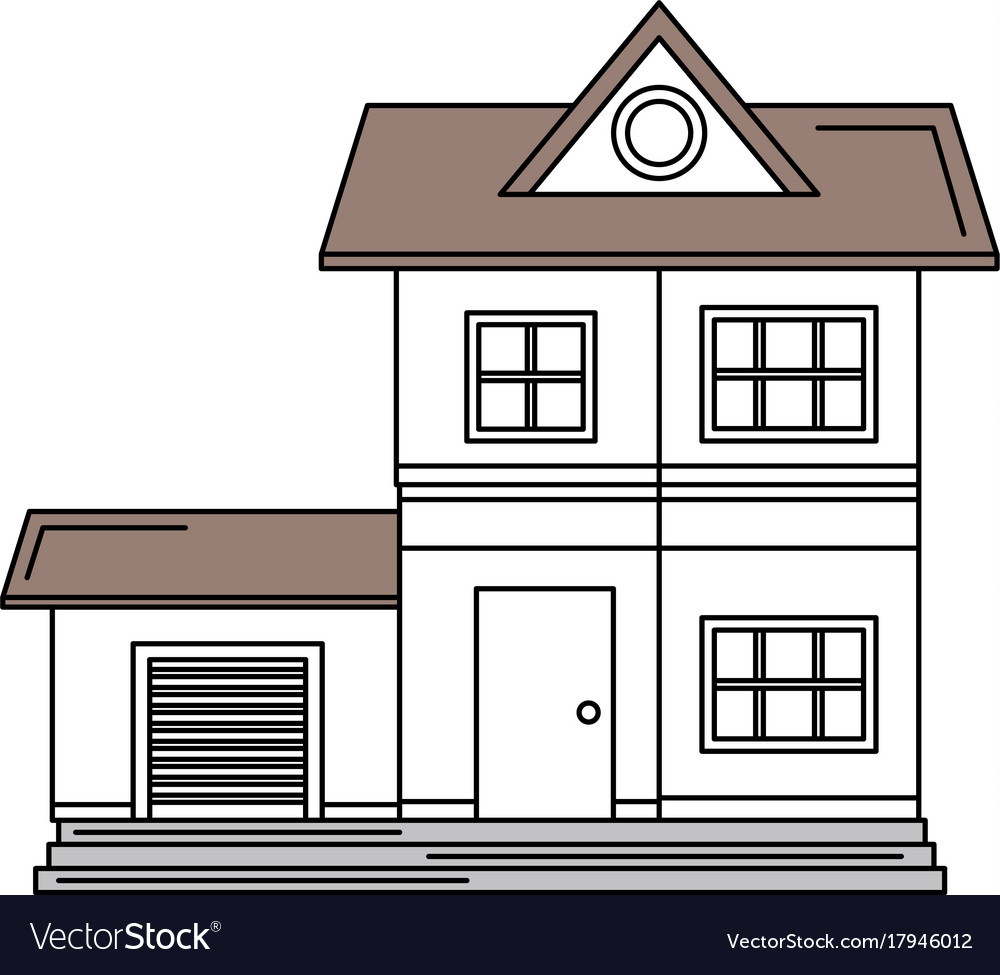 Beautiful House Building Isolated Icon Royalty Free Vector