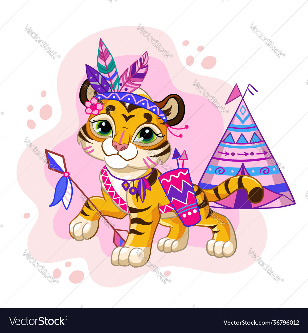 Cartoon character tribal tiger