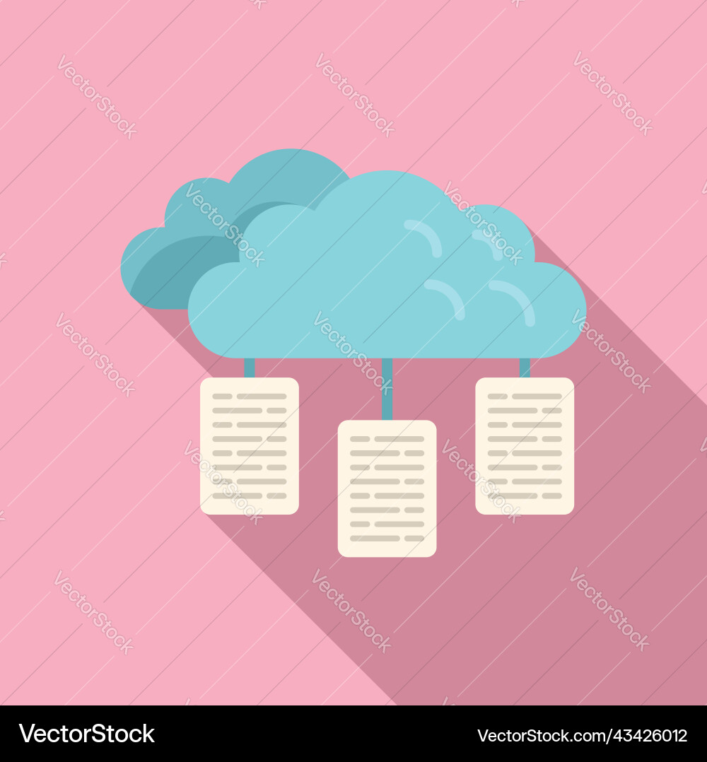 Cloud data server icon flat software Royalty Free Vector
