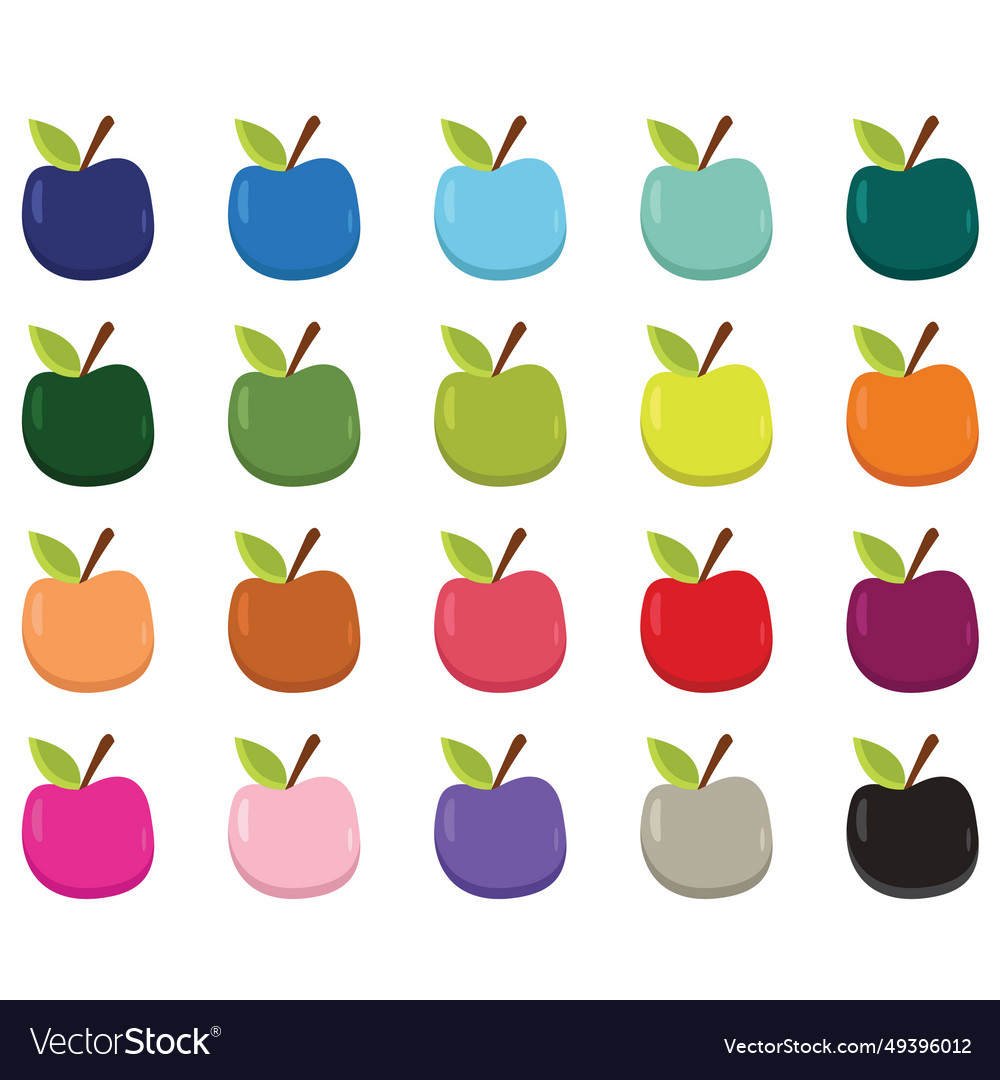 Colorful apple design clipart set Royalty Free Vector Image