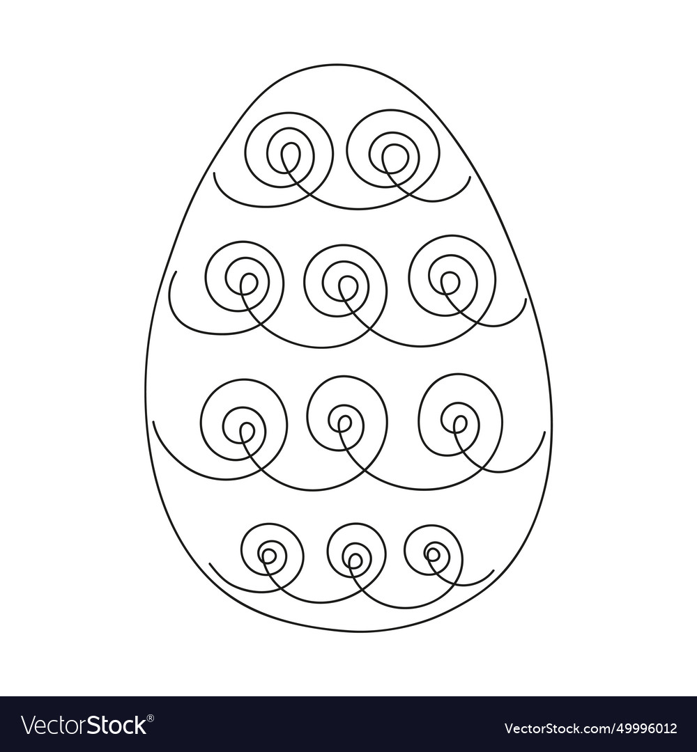 Easter egg with pattern continuous one line vector image Easter egg with pattern continuous one line