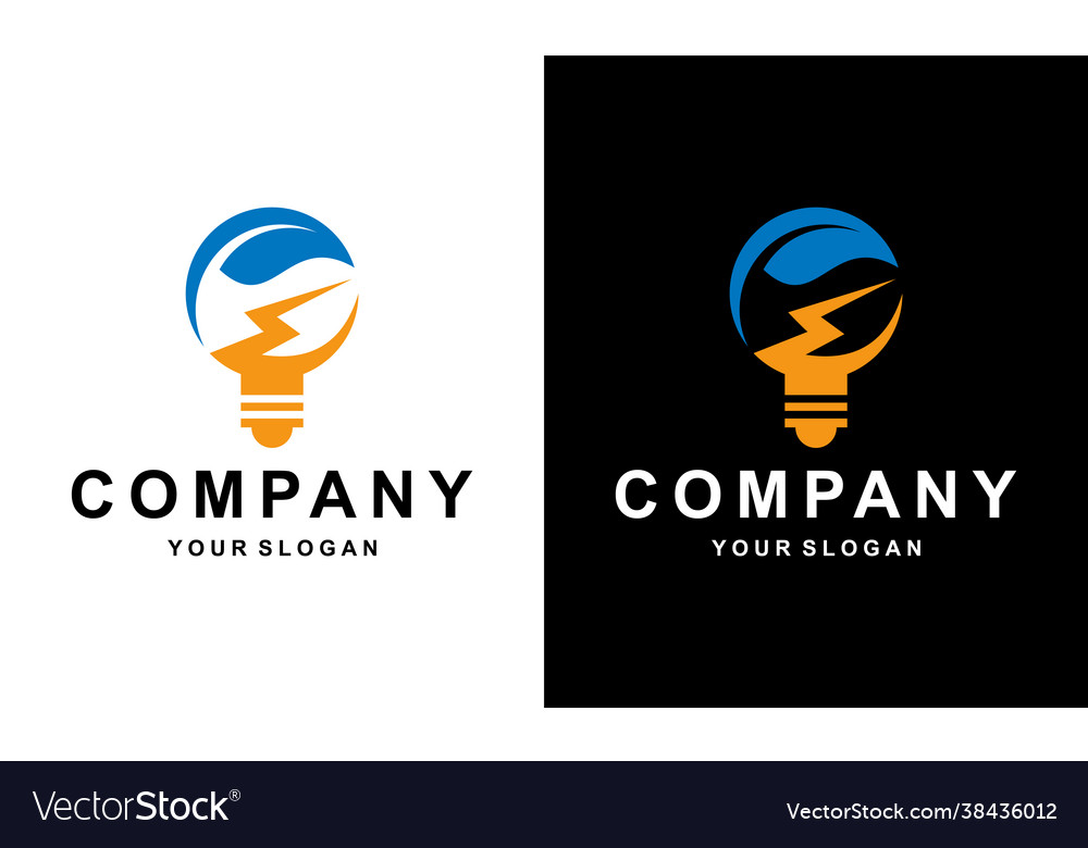 Electric bulb logo leaf concept lightning smart Vector Image