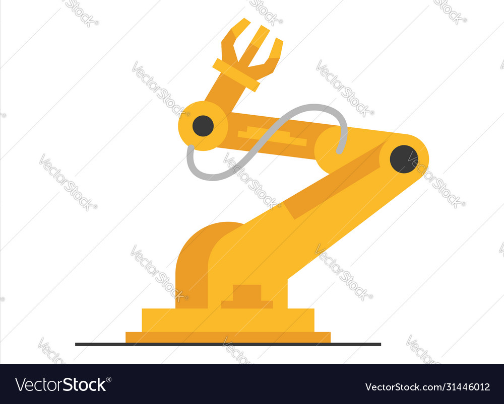 Flat robot arm welding at factory line modern Vector Image