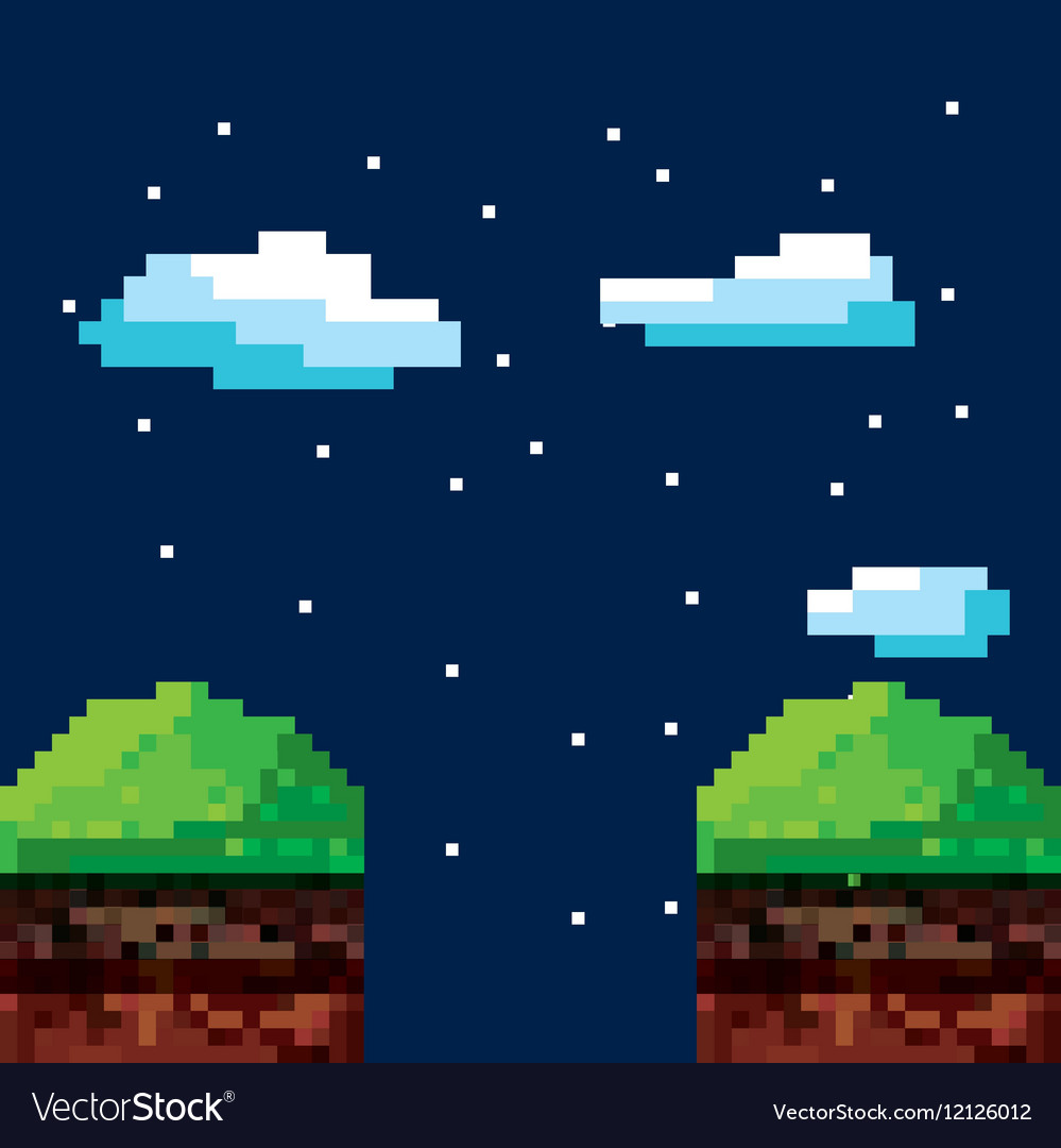 Game scene pixelated background Royalty Free Vector Image