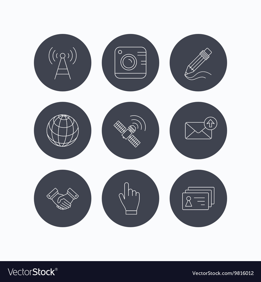 Handshake contacts and gps satellite icons