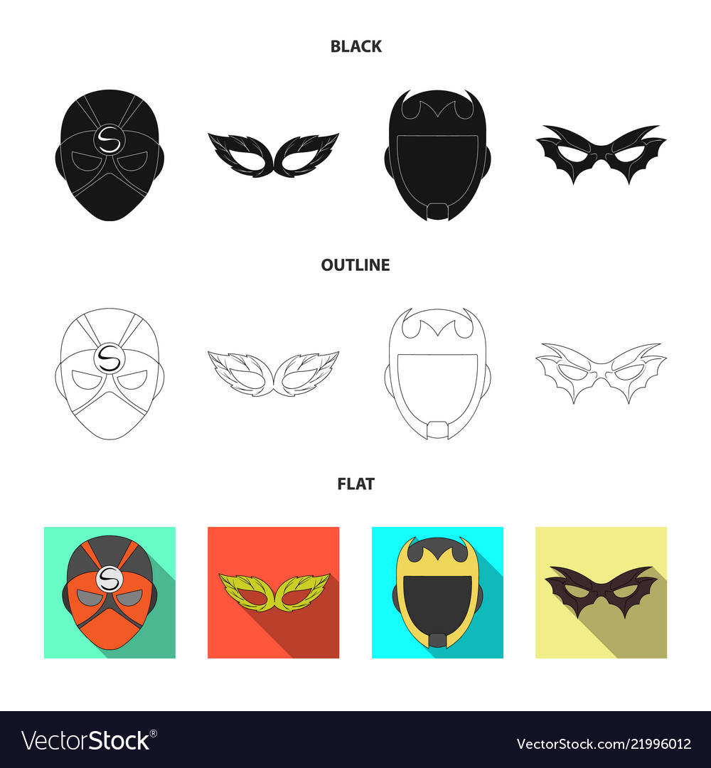 Isolated object of hero and mask icon collection vector image Isolated object of hero and mask icon collection