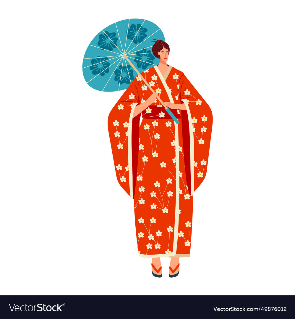 National culture colorful japanese kimono Vector Image