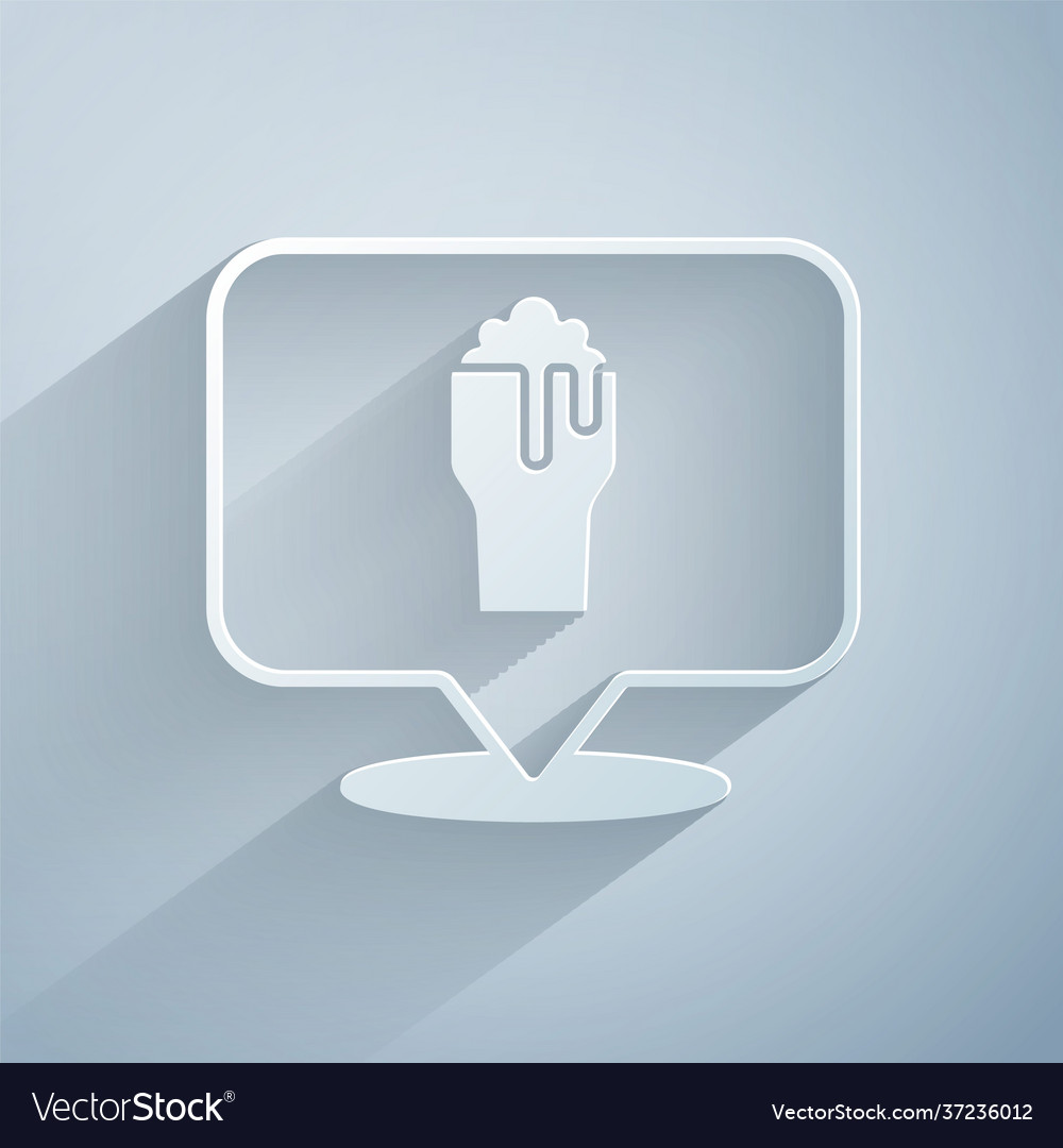 Paper cut alcohol or beer bar location icon vector image Paper cut alcohol or beer bar location icon