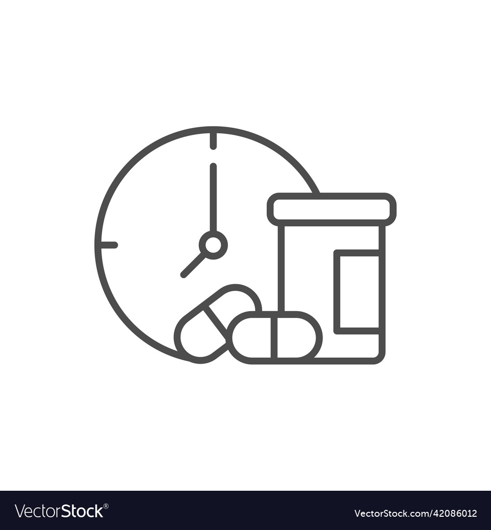 Pill time icon medical pills and clock flat style