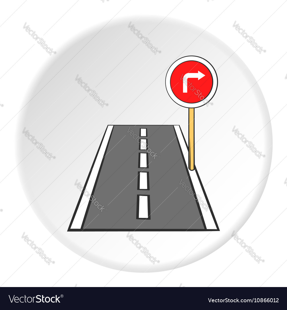 Road sign right turn icon cartoon style Royalty Free Vector