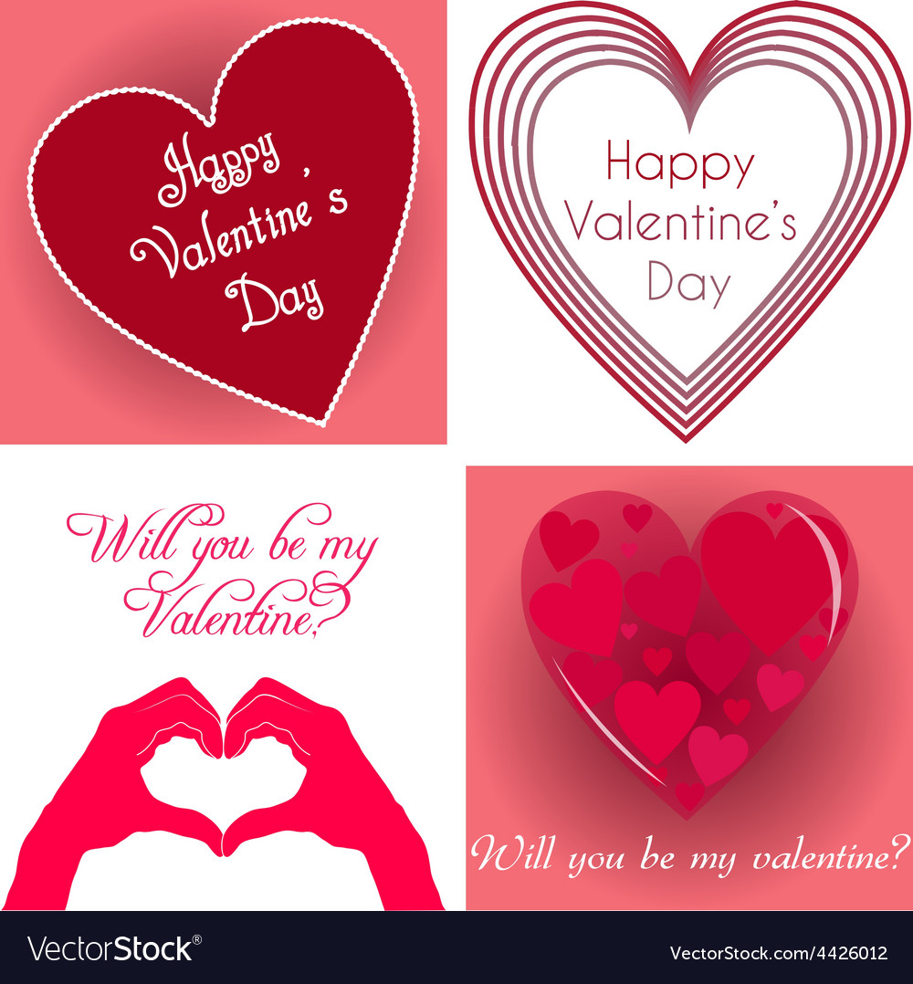 Set colored backgrounds with hearts and text