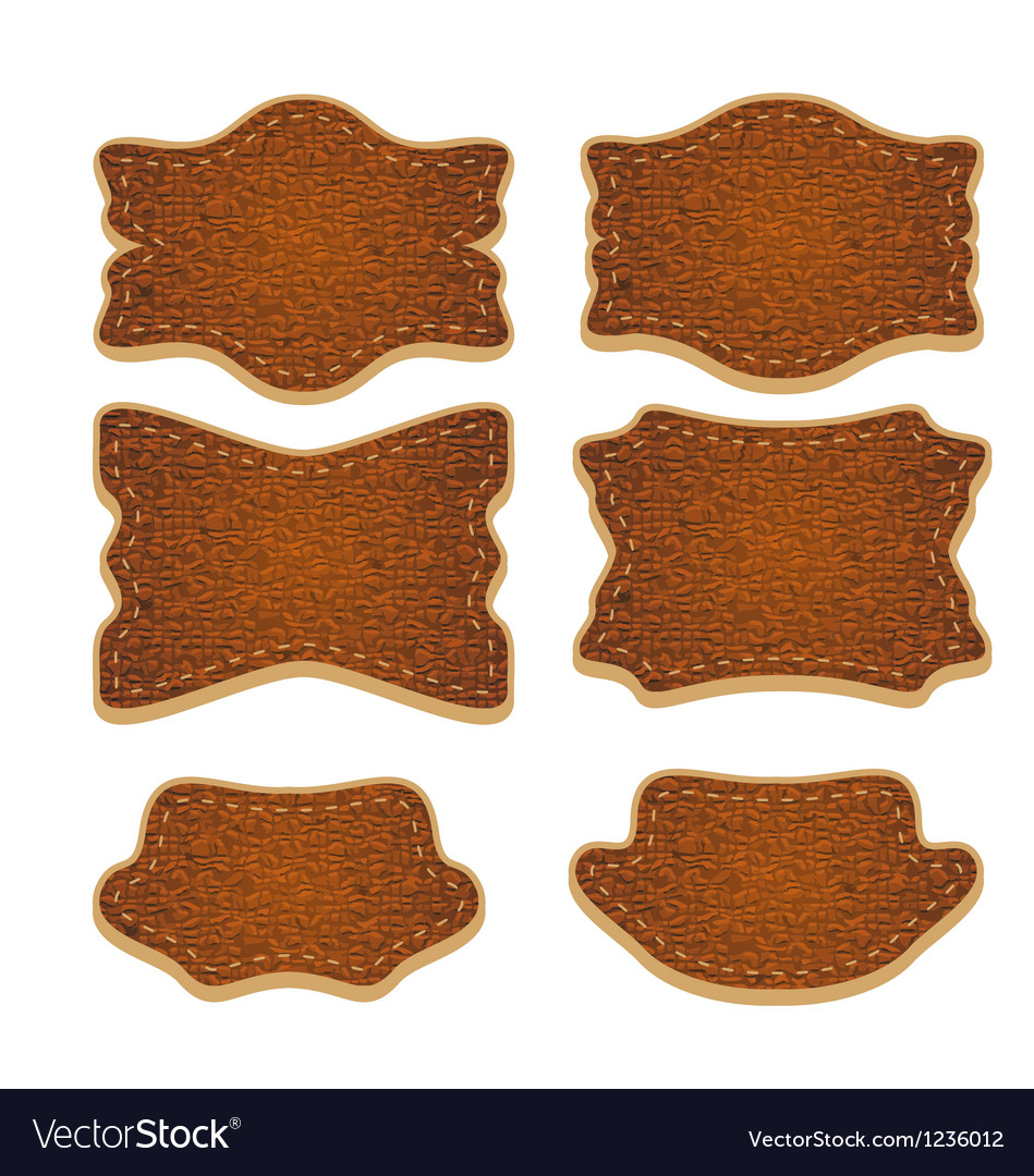 Set of leather labels isolated