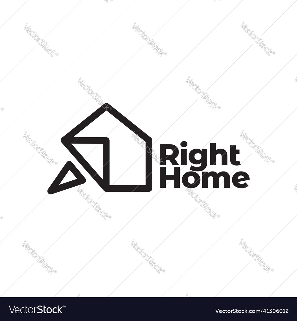 Shape home with click cursor logo design graphic vector image Shape home with click cursor logo design graphic