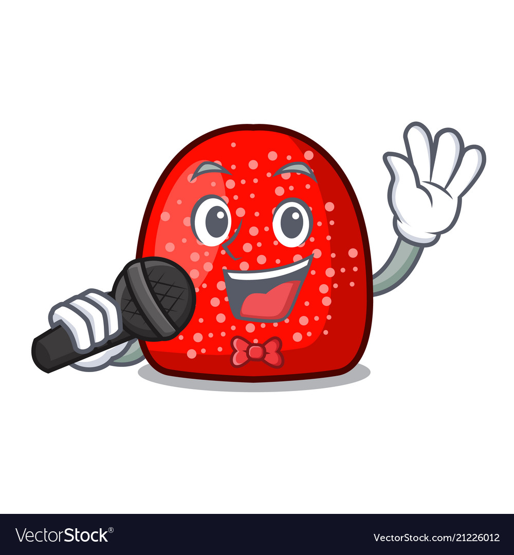 Singing gumdrop mascot cartoon style