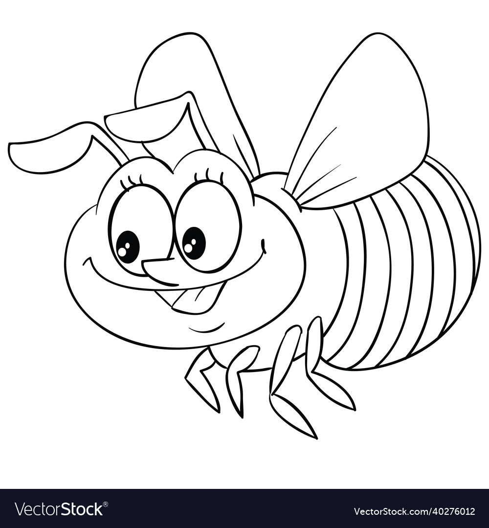 Sketch cute character of a bee in flight Vector Image