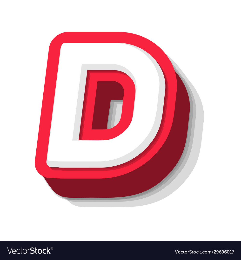 3d bold funny letter d heavy type for modern Vector Image