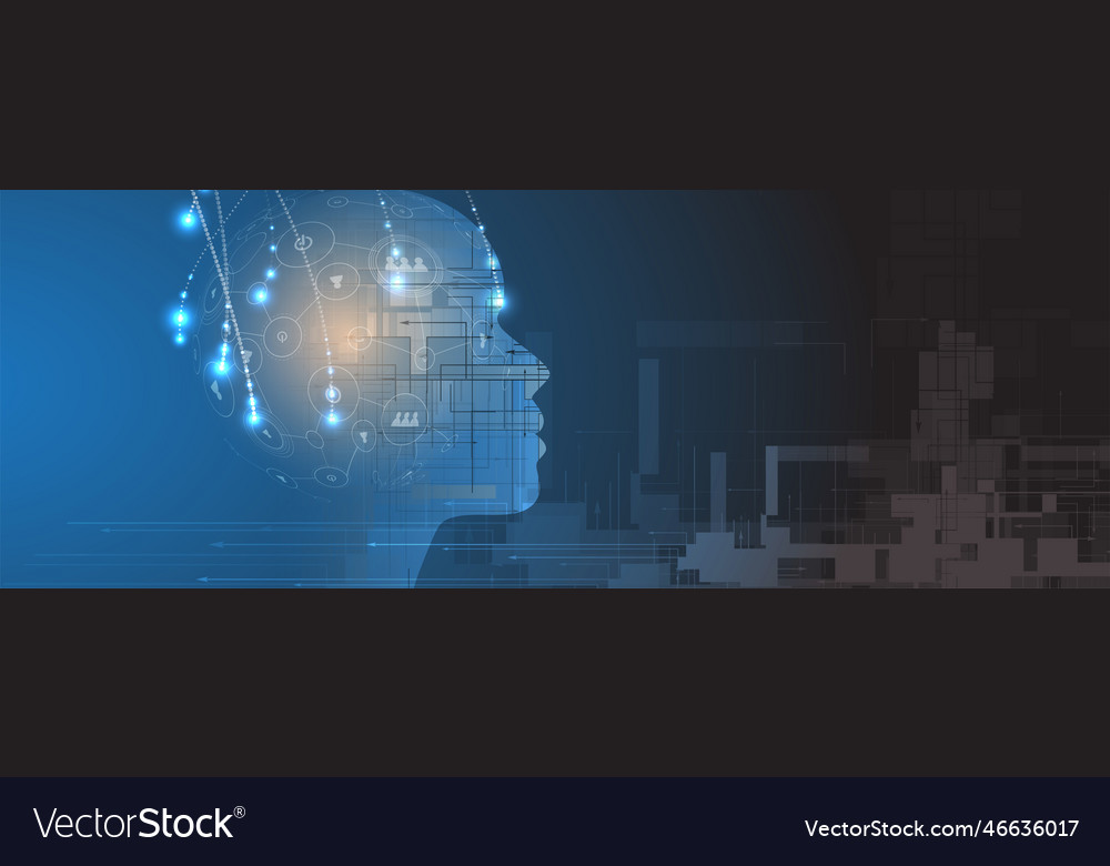 Artificial intelligence technology web background vector image Artificial intelligence technology web background
