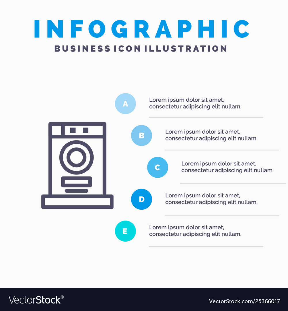 Clothes dryer furniture machine line icon with 5