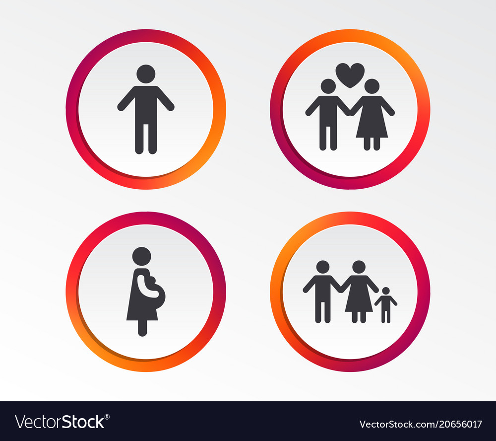 Family lifetime icons couple love and pregnancy Vector Image