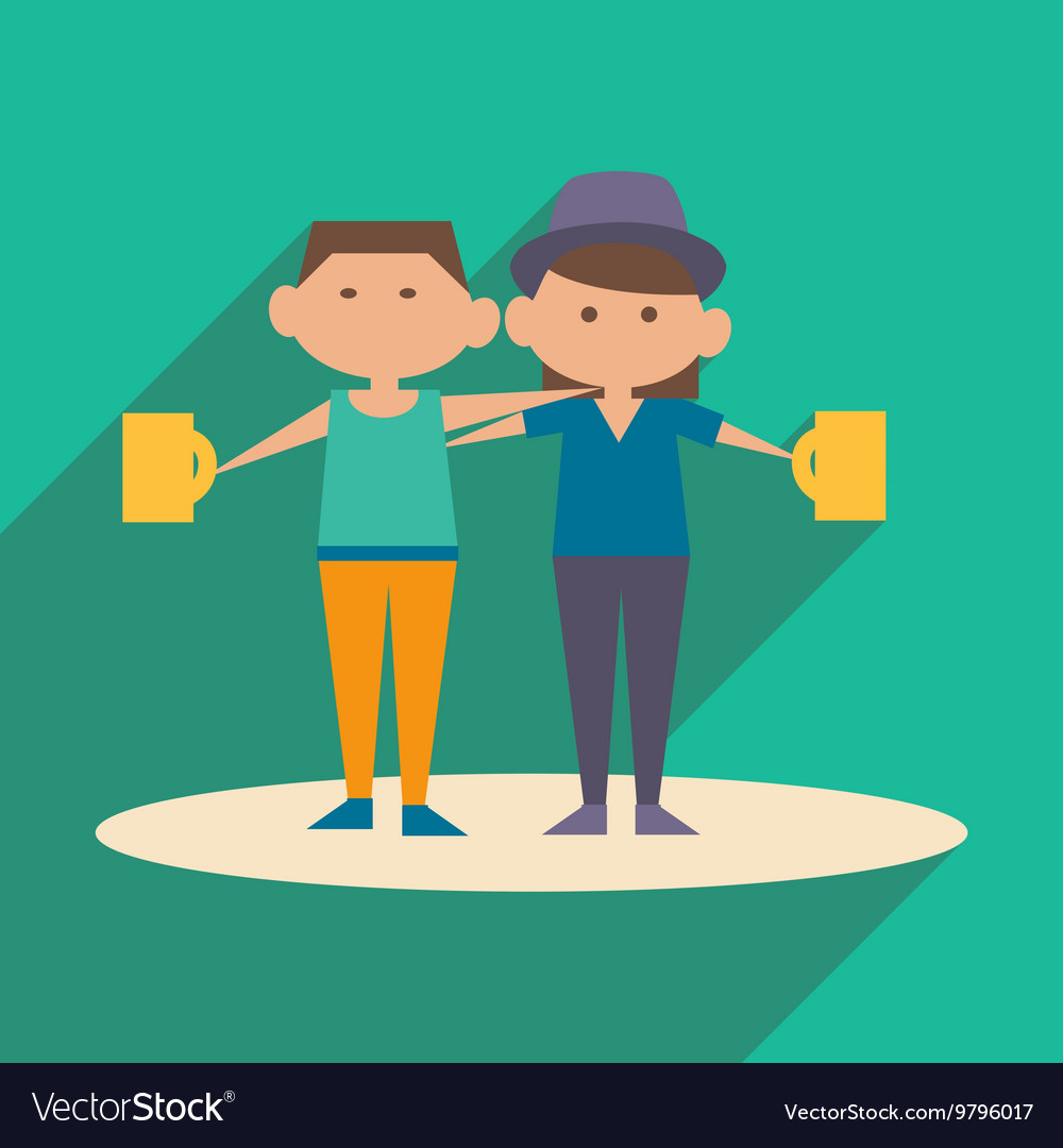 Flat with shadow icon and mobile application
