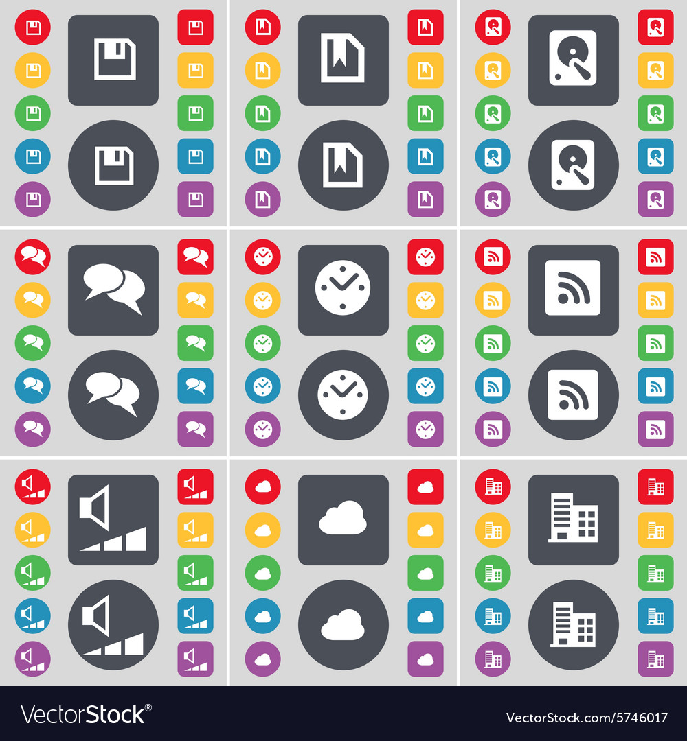 Floppy file hard drive chat clock rss volume cloud