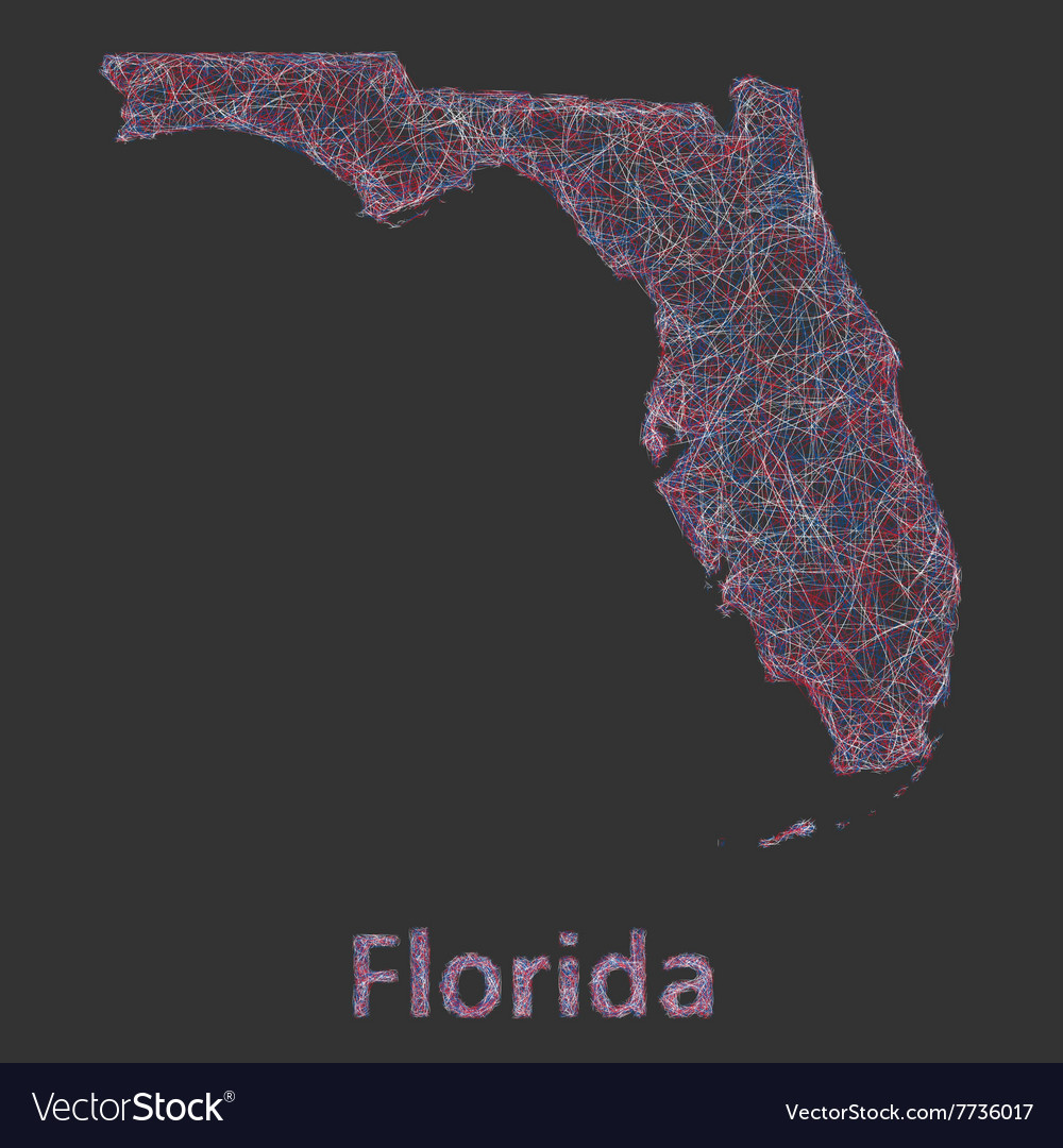 Florida line art map Royalty Free Vector Image