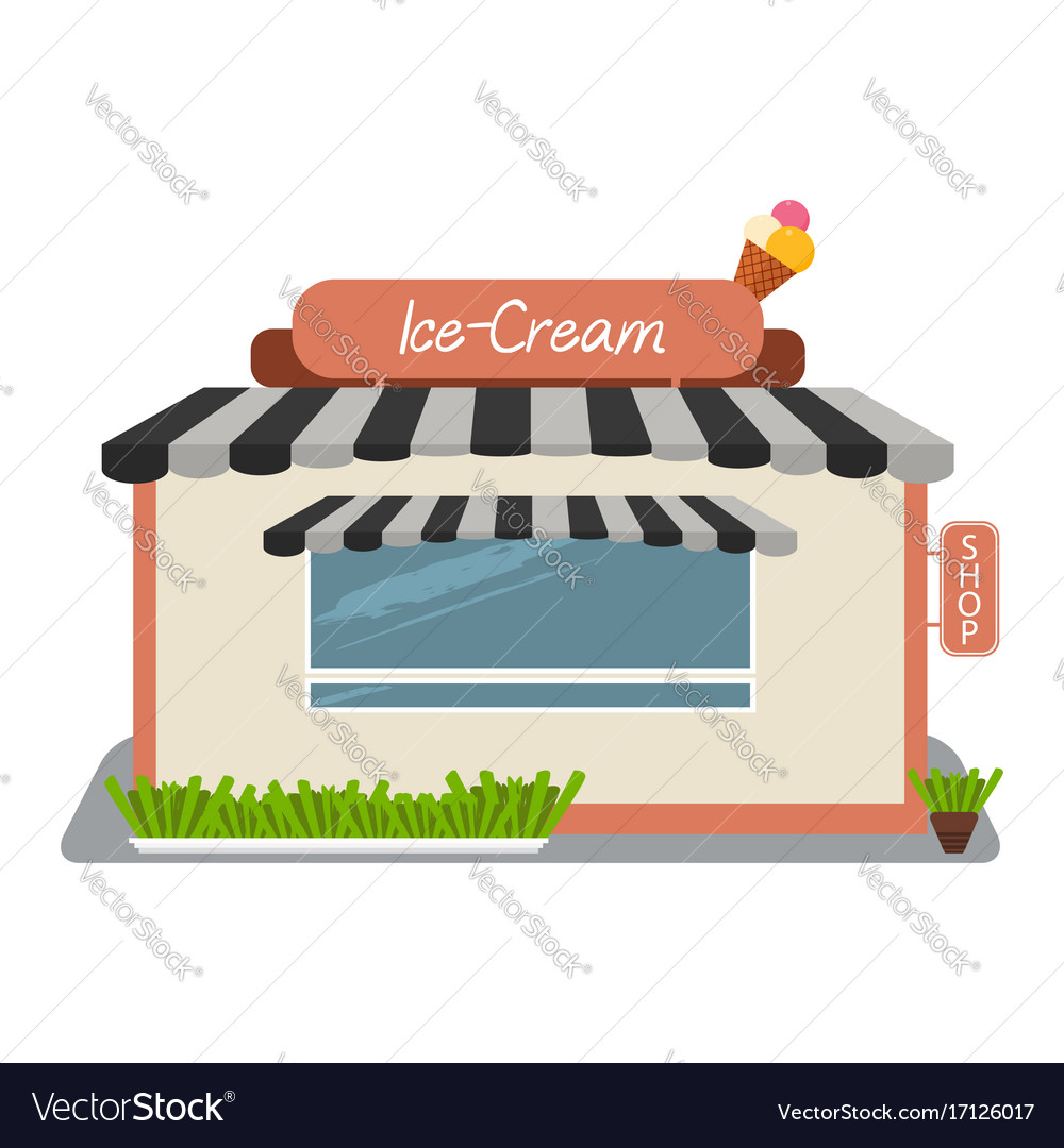 Ice-cream shop street store building facade Vector Image