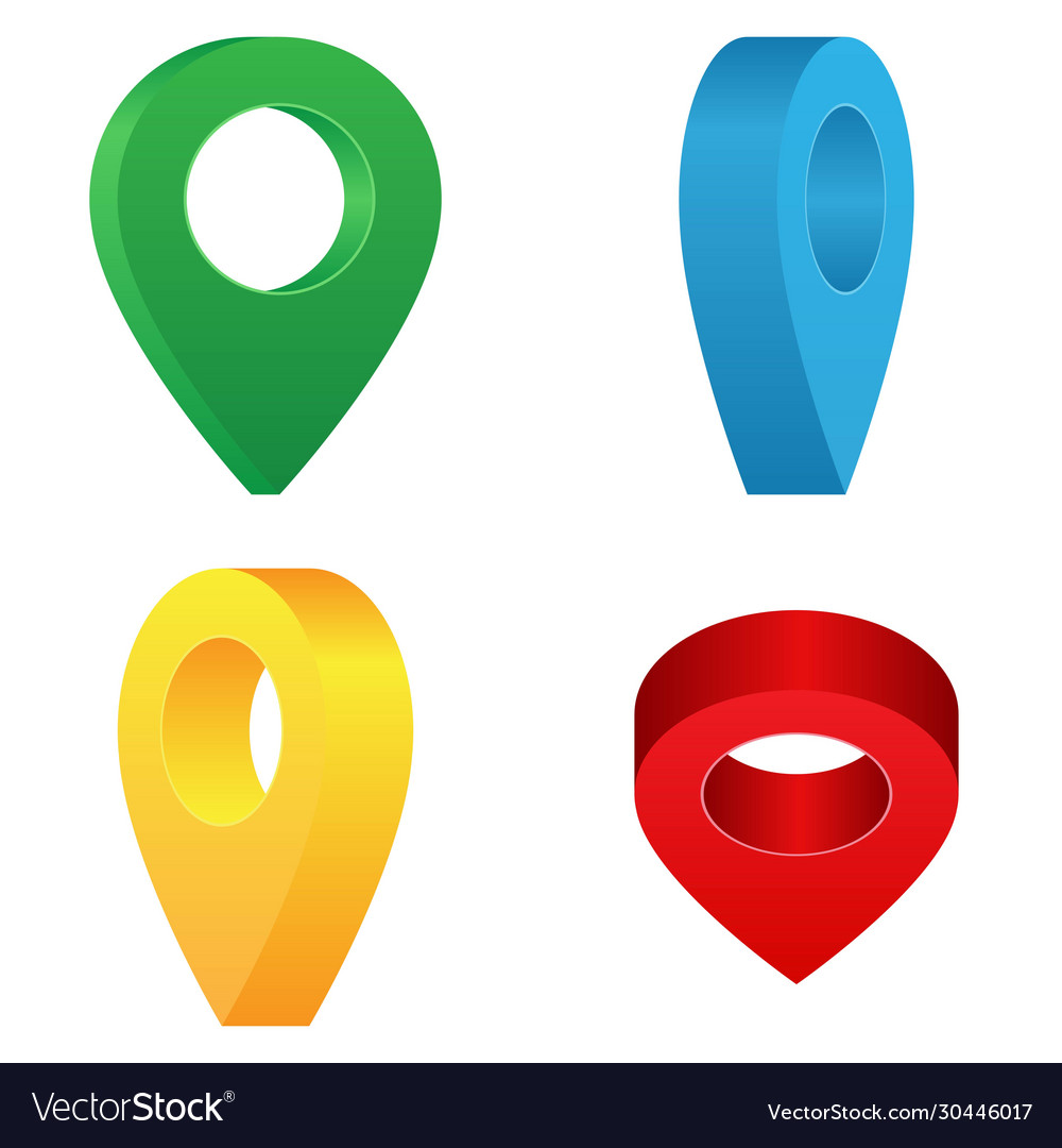 Map pointer pins isolated on white