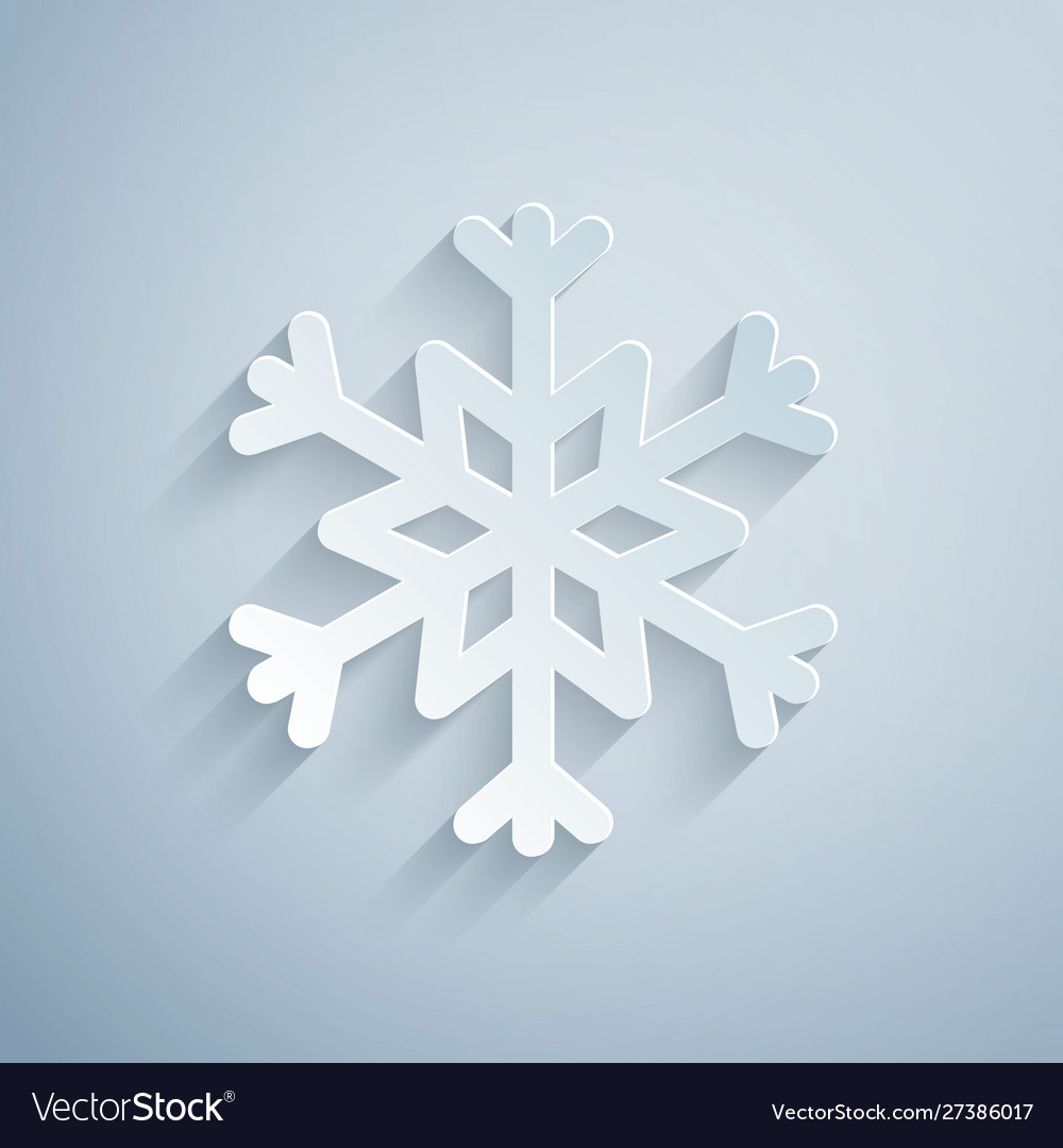 Paper cut snowflake icon isolated on grey