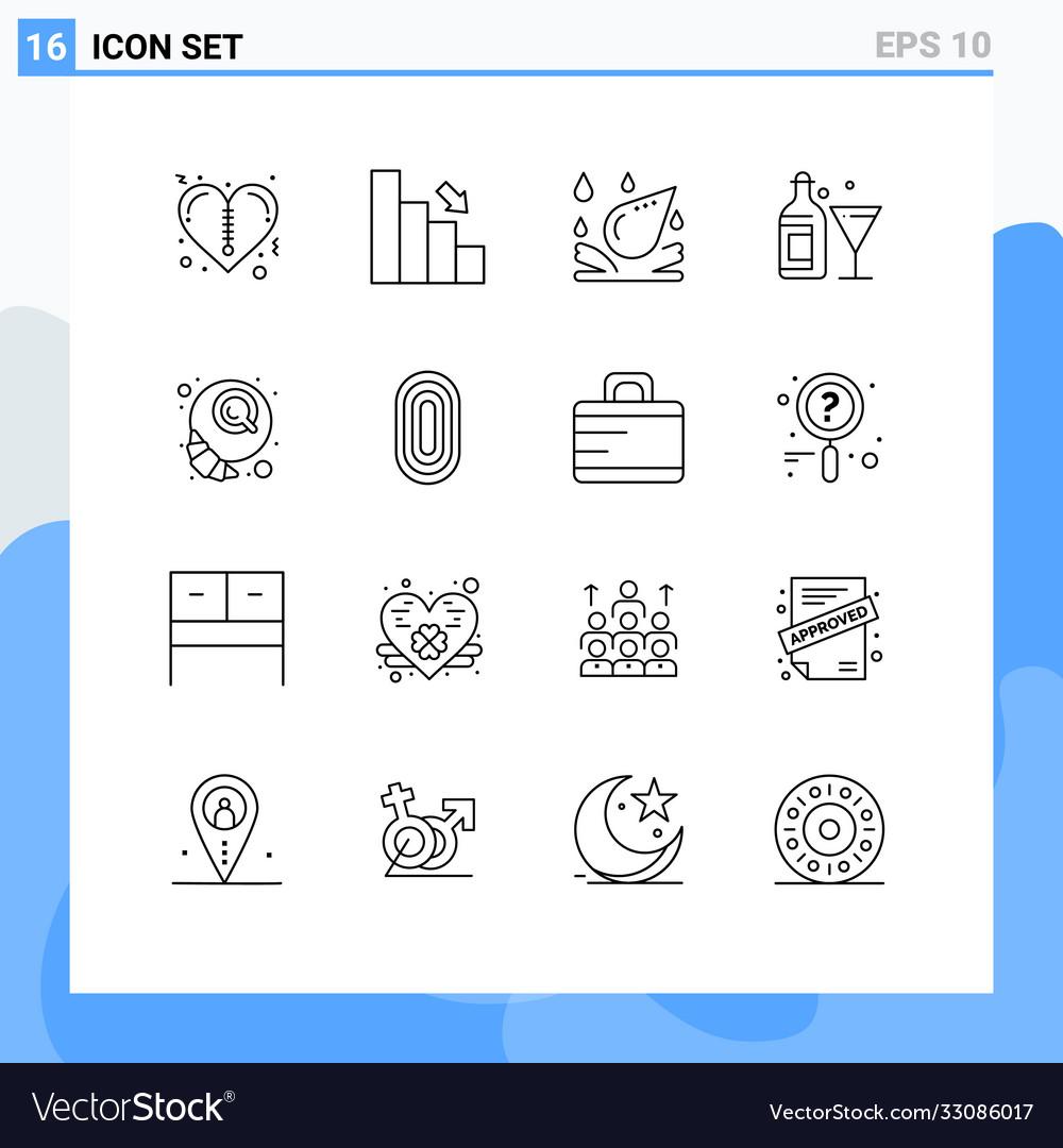 Pictograph set 16 simple outlines croissant