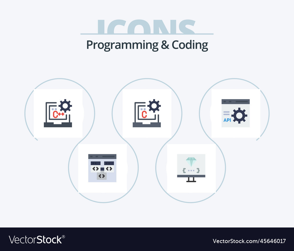 Programmierung und Kodierung von flachem Iconpack 5