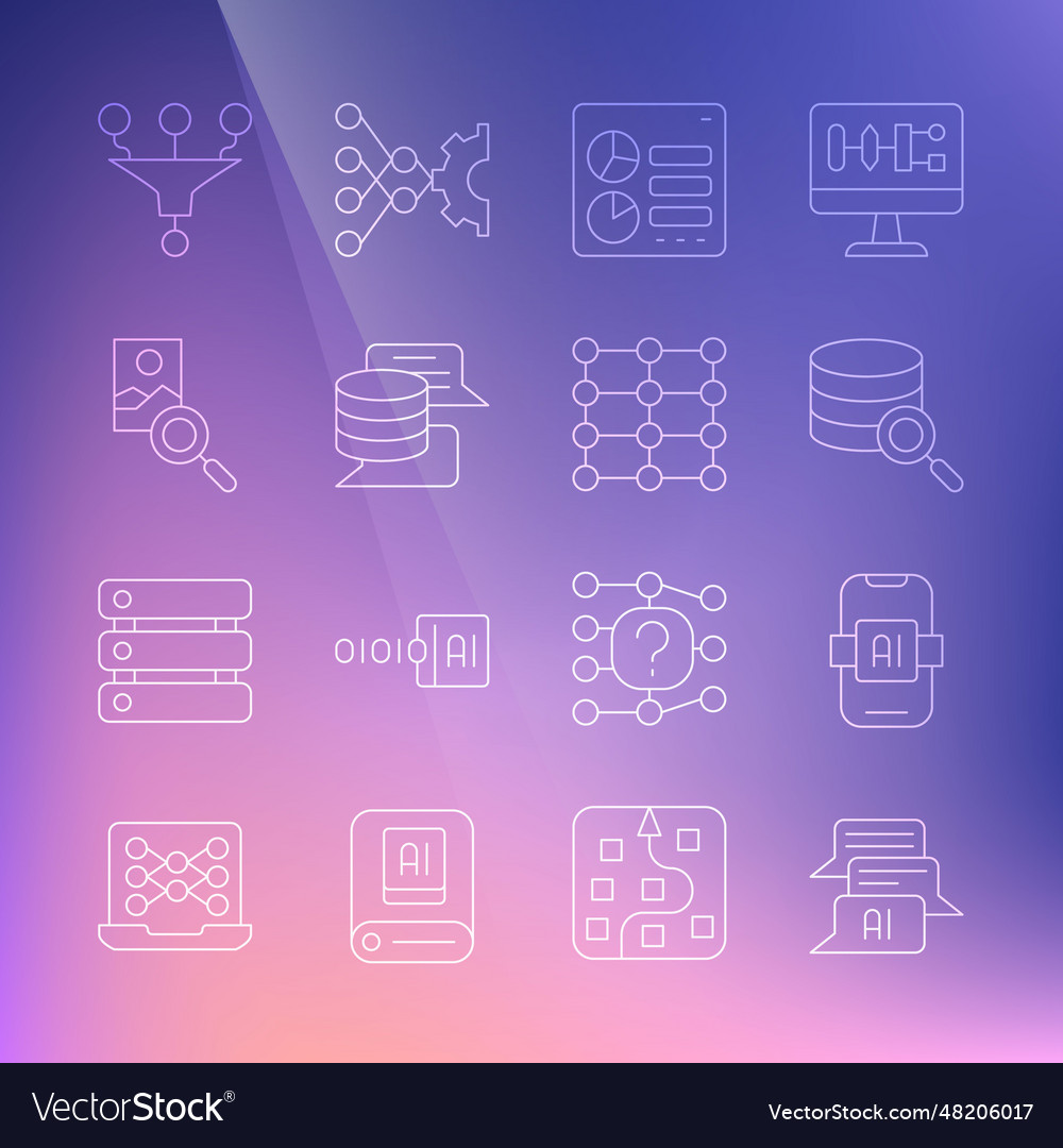 Set line chat bot artificial intelligence ai vector image Set line chat bot artificial intelligence ai