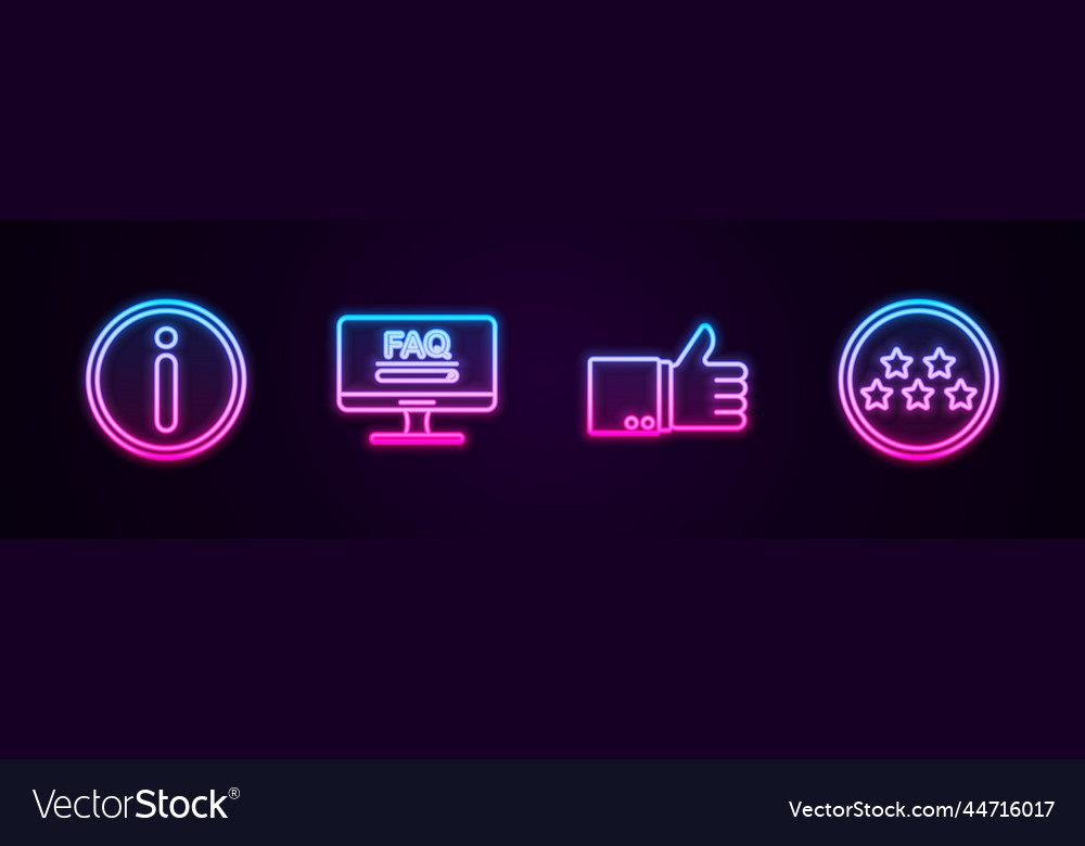 Set line information monitor with faq vector image Set line information monitor with faq