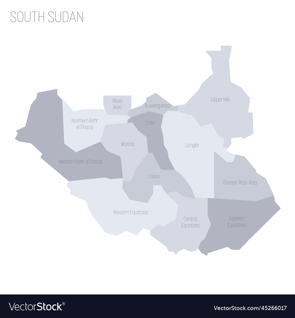 South sudan political map of administrative