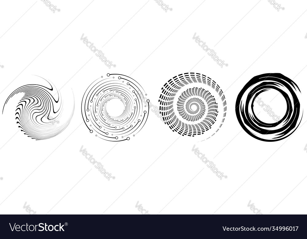Spiral swirl twirl element set rotating circular vector image Spiral swirl twirl element set rotating circular