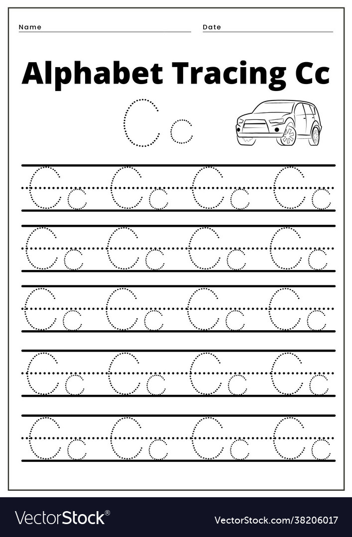 Tracing alphabet cc Royalty Free Vector Image - VectorStock