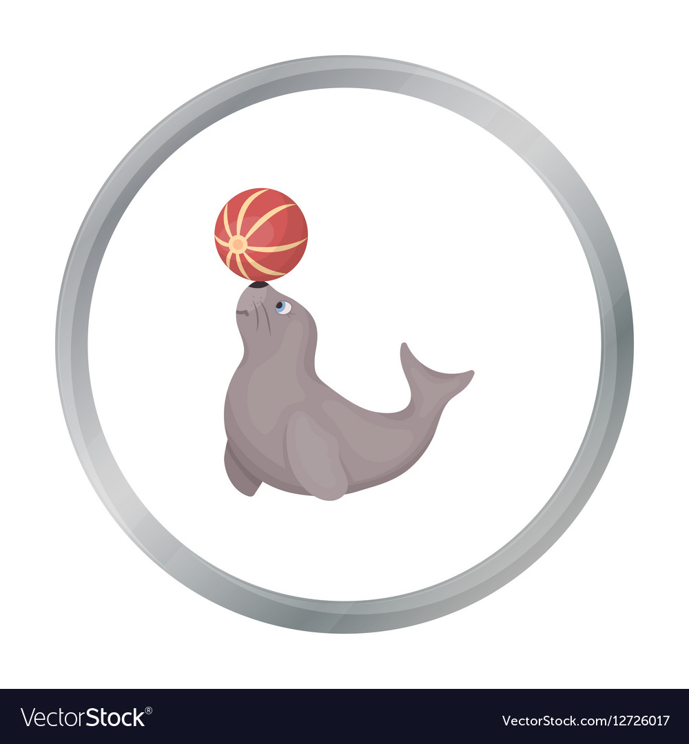 Trained fur seal icon in cartoon style isolated