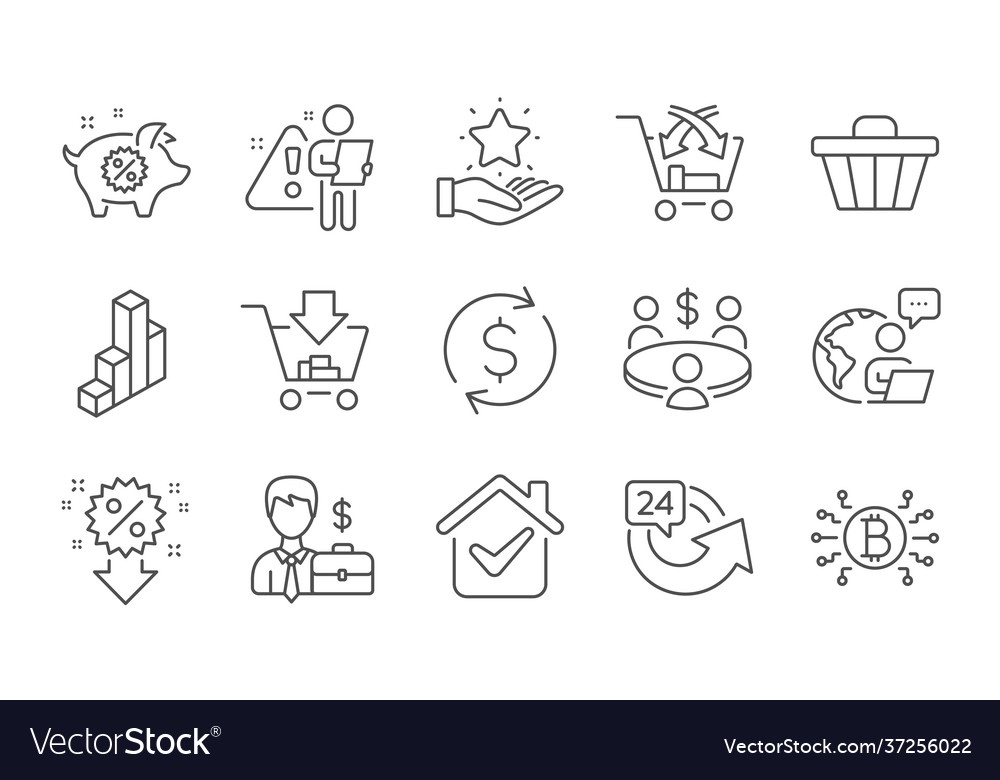 24 hours discount and dollar exchange icons set